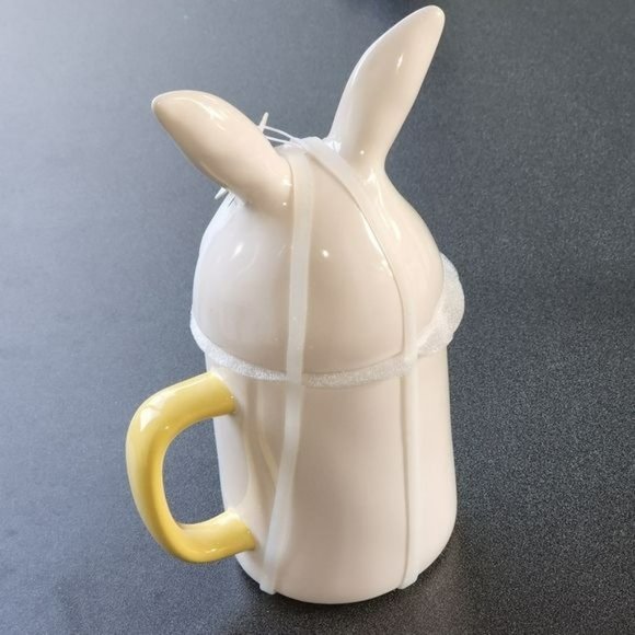 Rae Dunn Cotton Tail Cutie Bunny White‎ Ceramic Coffee Mug With Topper 16oz - Picture 5 of 8